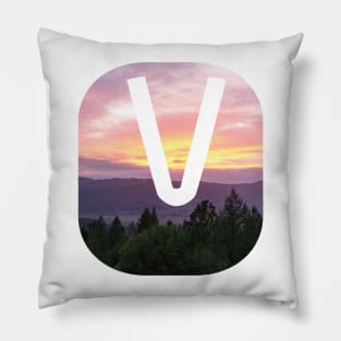 Initial V Sunset Photograph Pillow