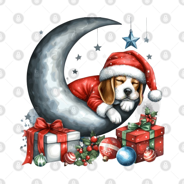 Beagle Dog On The Moon Christmas by Graceful Designs