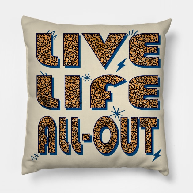 Birthday Gift Sagittarius Girl Fact in Leopard Print: Live Life All Out Pillow by Quick Beach