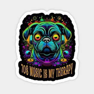 Psychedelic Pug Beats: A 70s Retro Tribute Magnet