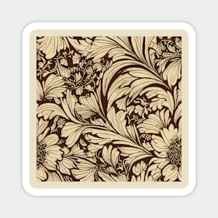 Vintage Florals Brown Sepia Neutral Floral Design Magnet