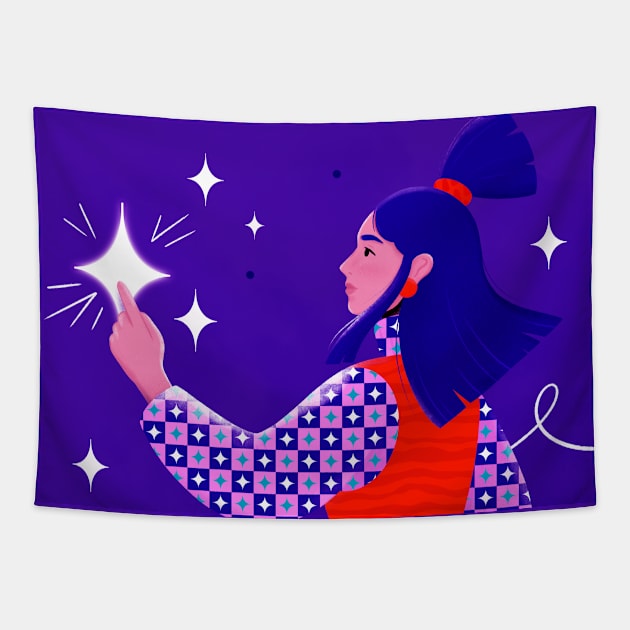 Reach for the bright stars Tapestry by iulistration