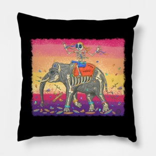 Colorful Indian Elephant Skeleton - Día De Los Muertos - Decoration Skeleton Pillow