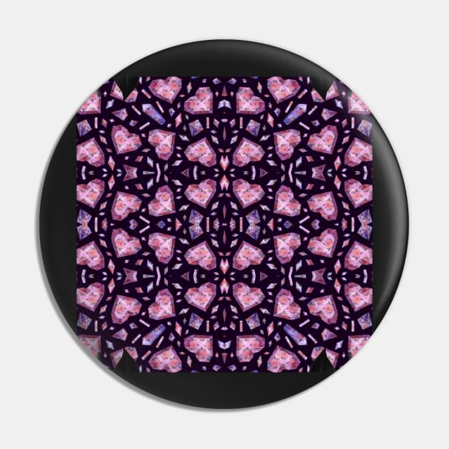 Crystal Hearts and Flowers Valentines Kaleidoscope pattern (Seamless) 3 Pin by Swabcraft