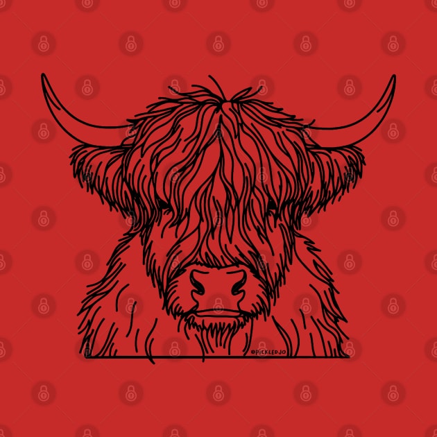 Scottish Cow  - Black Sketch by Sketchy