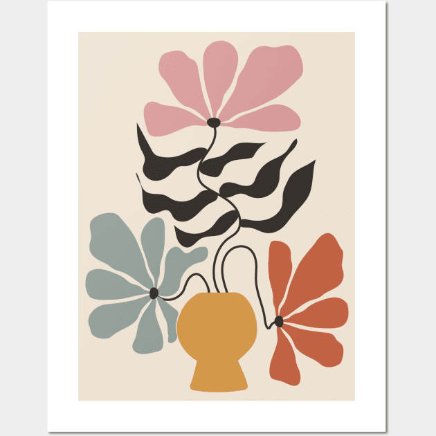 Abstract flowers in a vase, Flower market, Retro print, Cottagecore decor,  Aesthetic poster, Fun art, Mid century modern - Flower Power - Posters and  Art Prints | TeePublic