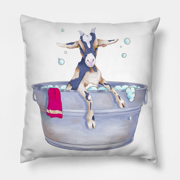 Goat in the Tub Pillow by Julie Townsend Studio