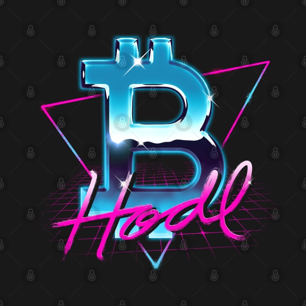 Bitcoin Logo Rad 80's Retrowave HODL BTC Crypto Bitcoin by vo_maria