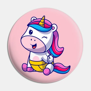 Cute Baby Unicorn Cartoon Pin