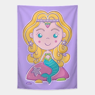 Mermaid sitting on rock Tapestry