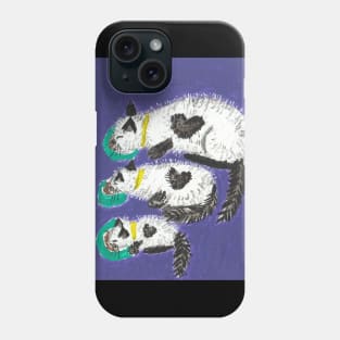 Cat family dinner art painting Phone Case