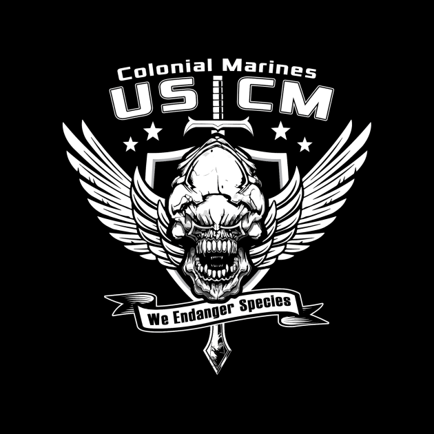 Colonial Marines Logo (Black Print) by Miskatonic Designs