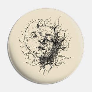 Chalk Drawing -  Sun and Moon Pin