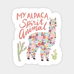 My Alpaca Spirit Animal Colorful Circles Desert Cactus Magnet