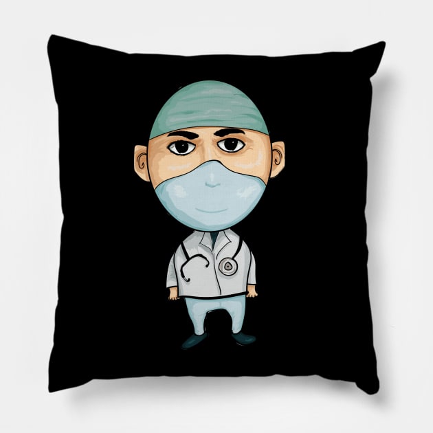 Medical Doctor Illustration T-Shirt Pillow by Zeruwsky Artwork