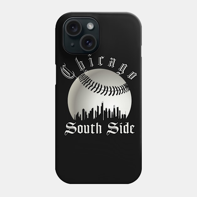 Vintage Chicago City Skyline White Baseball South Side S.O.X Phone Case by justiceberate