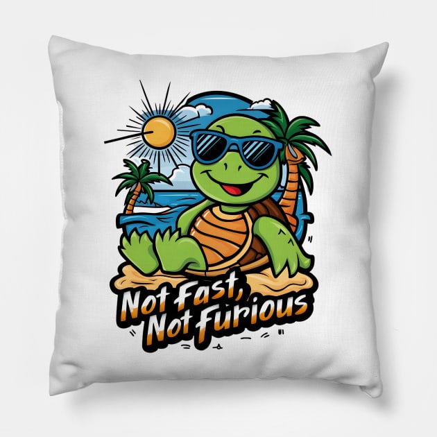 "Chill Turtle: Slow and Steady Vibes" Pillow by WEARWORLD