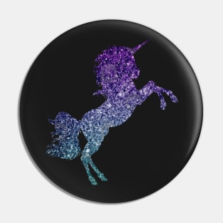 Dark Teal and Purple Ombre Faux Glitter Unicorn Pin