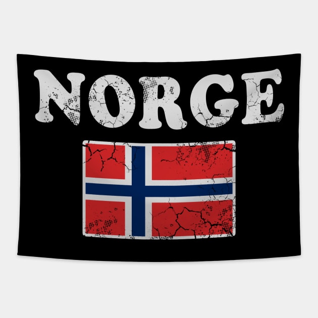 Norge Norway Flag Norwegian Retro Distressed Tapestry by E