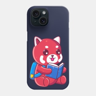 Cute school red panda reading book Phone Case