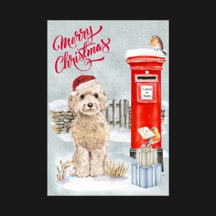 White Cockapoo Merry Christmas Santa Dog T-Shirt