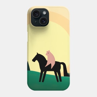 Cat Riding Horse Minimal Phone Case