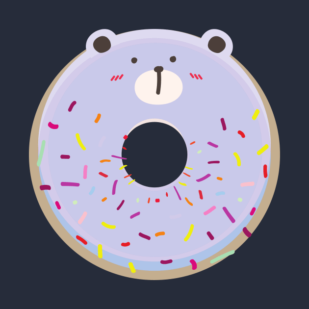 Violet Blushing Cute Bear Donut by InkyArt