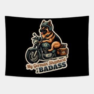 German Shepherd Biker Tapestry