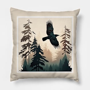 Raven in Flight Pillow