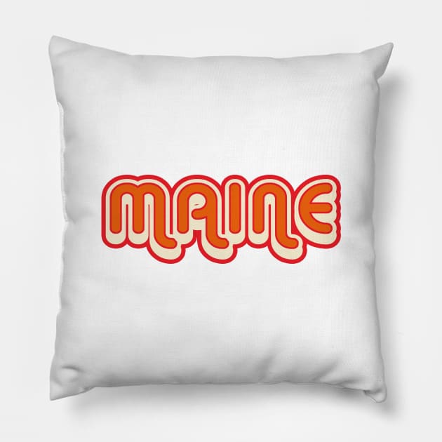 Maine retro 1970s vintage graphic with shadow Pillow by Webdango