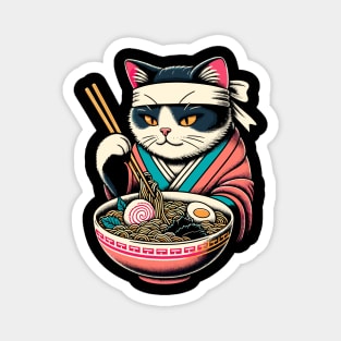 Retro Japanese Kawaii Anime Ramen Cat Magnet