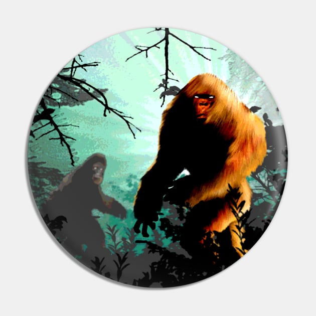 Retro Bigfoot Best Art Sasquatch Vintage Cryptid Woods Hunting Hide and Seek Believe Pin by National Cryptid Society