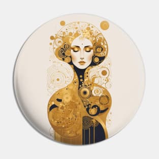 Gustav Klimt's Golden Elegance: Inspired Woman in Opulent Grace Pin