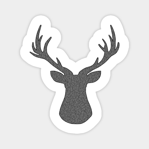 Deer - geometric pattern - black and white. Magnet by kerens