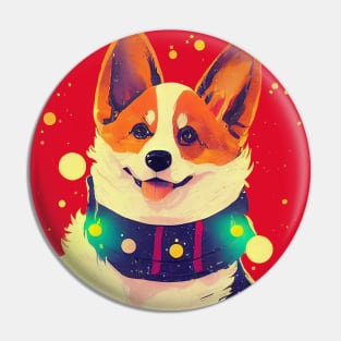 Christmas corgi portrait Pin