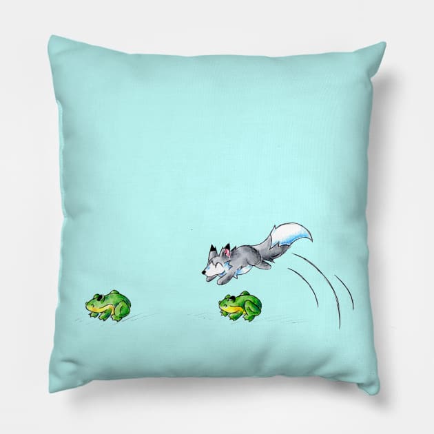 Leap Wolf Pillow by KristenOKeefeArt