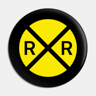 Railroad Crossing Yellow Sign Pin