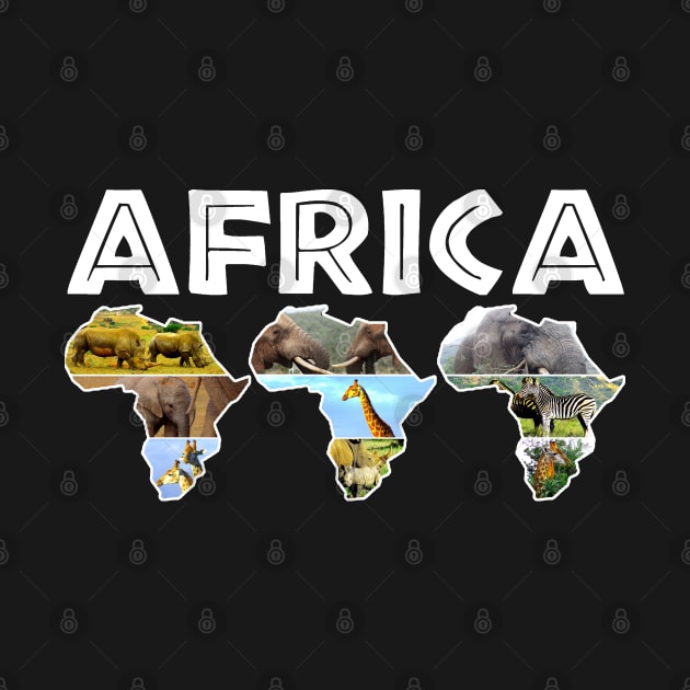 African Wildlife Continent Collage Trio by PathblazerStudios