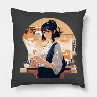 Tea Time Girl T-Shirt Pillow