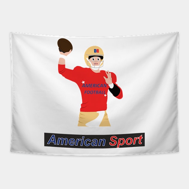 Football player in action with ball in hand Tapestry by GiCapgraphics