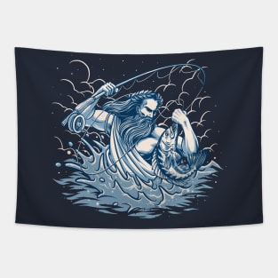 neptune fishing Tapestry