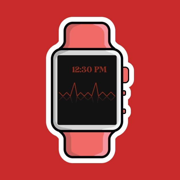 Smart Watch with Straps Sticker design vector illustration. Technology object icon concept. Smart technology device symbol sticker vector design with shadow. by AlviStudio