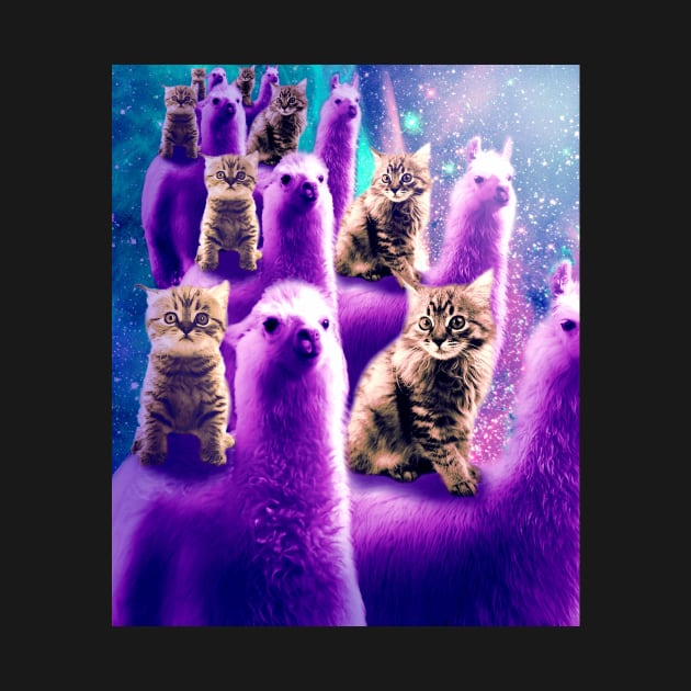 Outer Space Galaxy Kitty Cat Riding On Llama by Random Galaxy