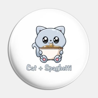 Cat Eating Spaghetti Pin