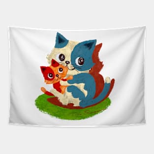 Colorful cats mother and child Tapestry