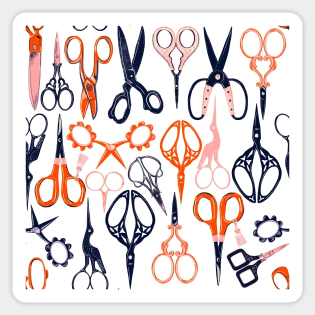 Scissors retro pattern - Scissors - Sticker | TeePublic