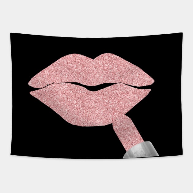 Pink Lipstick Kiss II Tapestry by LittleBean