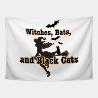 Witches, Bats, and Black Cats Tapestry