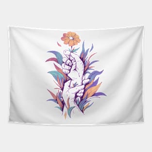 BEAUTIFUL HANDS HOLDING FLOWER Tapestry