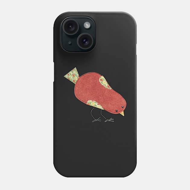 Funky little fabric art bird Phone Case by counterclockwise